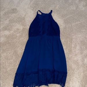 Francesca’s navy lace dress